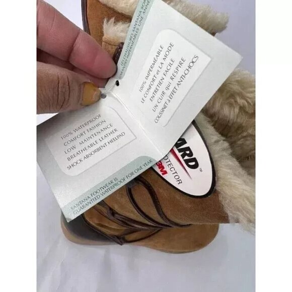 NWT SANTANA Canada Womens 6M Mid Calf Chestnut Brown Suede Boots Lace Waterproof - Picture 9 of 11